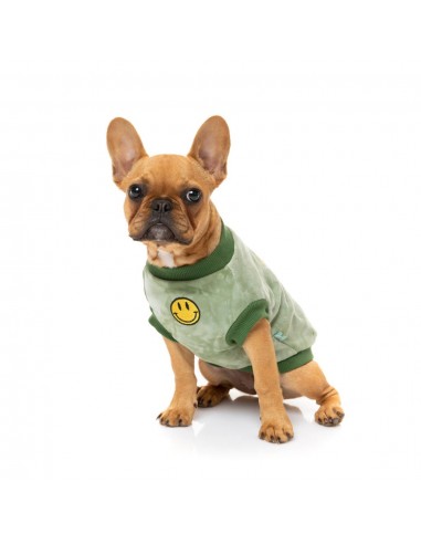 FuzzYard Smiley Tie-rus Hundepullover mit Kapuze, Grün (Größe 1)