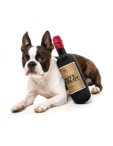 Plüschspielzeug für Hunde FuzzYard Weinflasche Mutt Merlot mit Quietscher