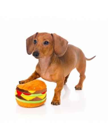 FuzzYard Burger Plüschspielzeug für Hunde mit Quietscher