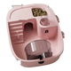 Kompakter Hamsterkäfig in Rosa mit Versteck, Futterbereich, Trinkflasche, Treppe und Laufrad