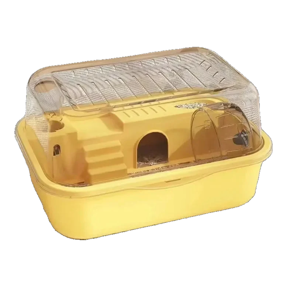 Beißfester Hamsterkäfig in Gelb mit transparentem Klappdeckel