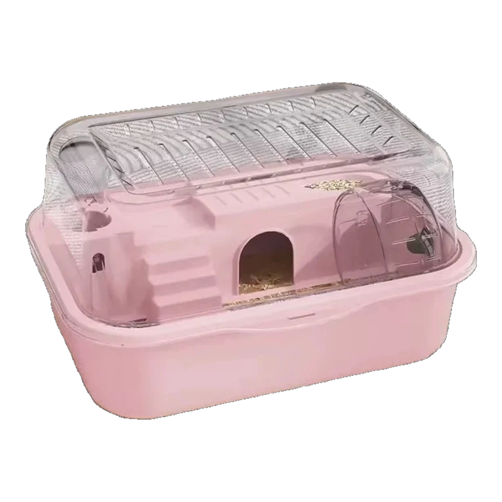 Beißfester Hamsterkäfig in Rosa mit transparentem Klappdeckel