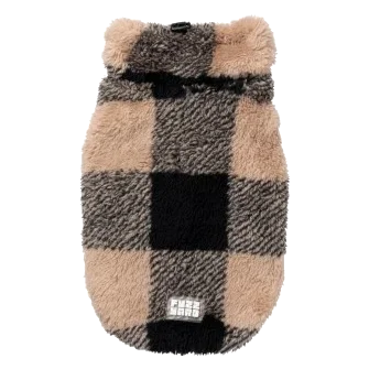 Teddyfleece-Pullover für Hunde FuzzYard Checkered Teddy in Schwarz-Beige