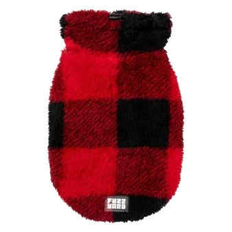 FuzzYard Checkered Teddy Hundepullover in Rot