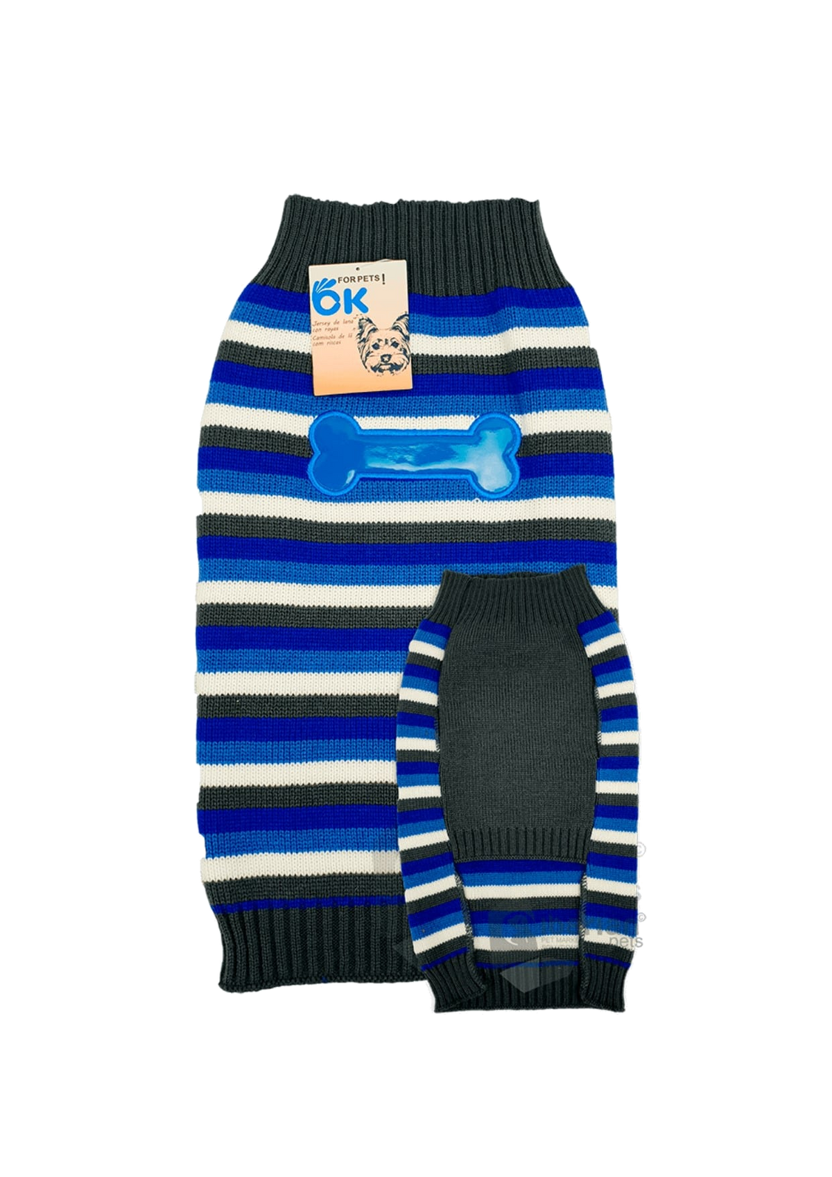 Strickpullover für Hunde mit Knochenstreifen