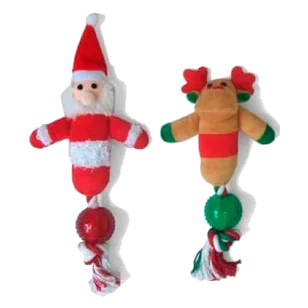 Weihnachts-Hundespielzeug Weihnachtsmann und Rentier aus Plüsch