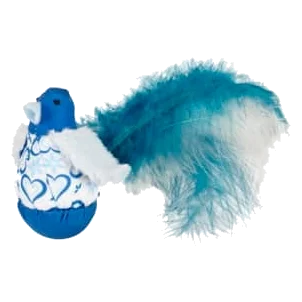 Blauer Vogel mit Federn und Katzenminze