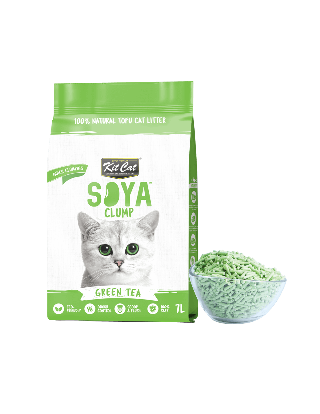 Kit Cat Eco Katzenstreu Grüner Tee, 7 L (2,5 kg)