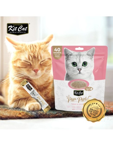 Katzensnack Kit Cat PurrPuree Thunfisch und Lachs 40 x 15 g