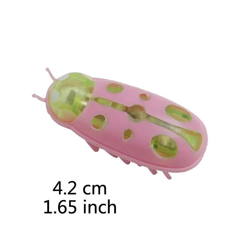 Mariquita vibradora para gatos, juguete de insecto que se mueve solo, rosa y verde