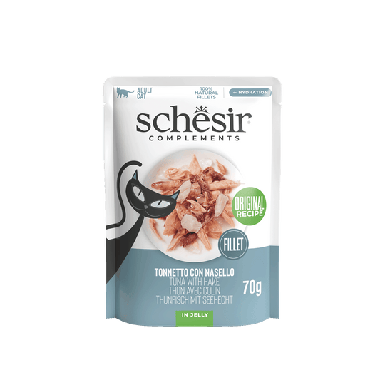 Schesir Nassfutter Katze Thunfisch mit Seehecht, Beutel 70 g