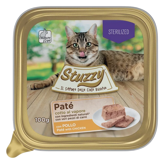Mister Stuzzy Cat Nassfutter Huhn für kastrierte Katzen, Schale 100 g
