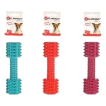 Flamingo Kauspielzeug Hantel mit Noppen für Hunde, 17 cm