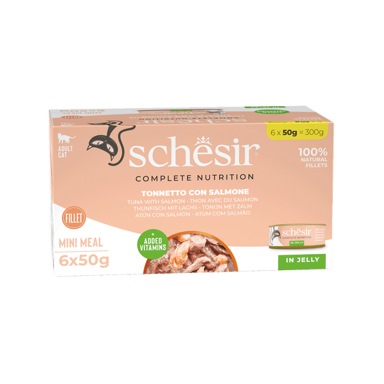 Schesir Nassfutter Katze Thunfisch mit Lachs, 6 × 50 g, Multipack