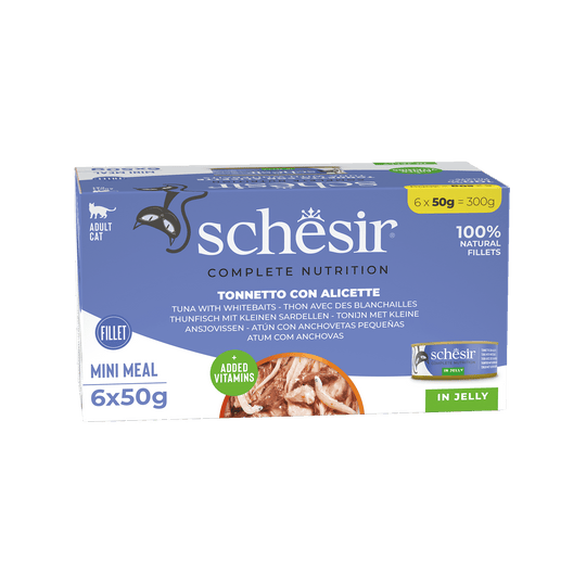 Schesir Nassfutter Katze Thunfisch mit Sardellen, 6 × 50 g, Multipack