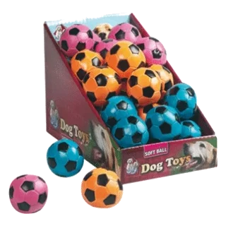 Hundeball Fußball-Design klein 6 cm, Farben sortiert