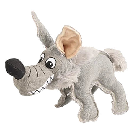 Kuscheltier Hund Kojote grau mit Quietscher, 28 cm