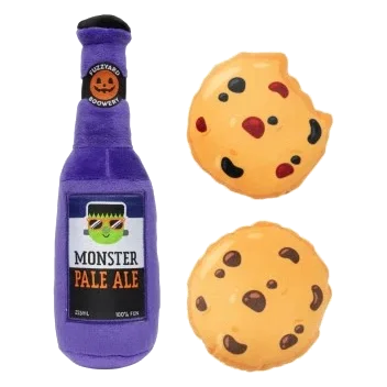 Halloween-Plüschspielzeug für Hunde FuzzYard Monster Pale Ale, 3er-Set