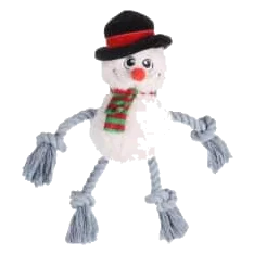 Weihnachts-Schneemann aus Plüsch mit Seil für Hunde