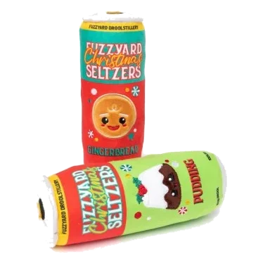 FuzzYard Christmas Seltzers Weihnachts-Plüschspielzeug für Hunde, 2er-Pack