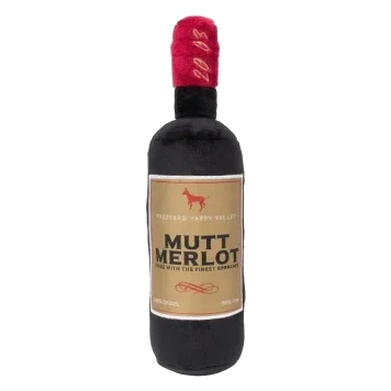Plüschspielzeug für Hunde FuzzYard Weinflasche Mutt Merlot mit Quietscher