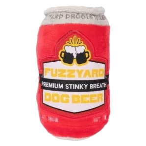 Plüschspielzeug für Hunde FuzzYard Bierdose Dog Beer mit Quietscher