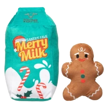 Weihnachts-Hundespielzeug FuzzYard Milk & Gingerbread, 2er-Set