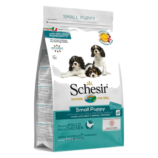 Schesir Small Puppy Trockenfutter Welpe Huhn für kleine Rassen, 2 kg
