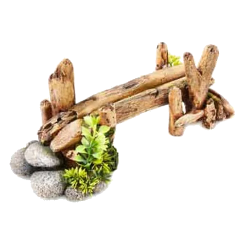 Bambusbrücke mit Pflanzen Aquarium Deko