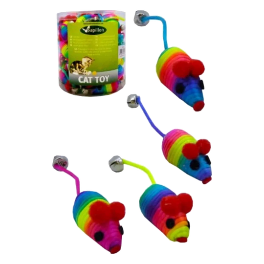 Regenbogenmaus mit Glöckchen für Katzen, 5 cm