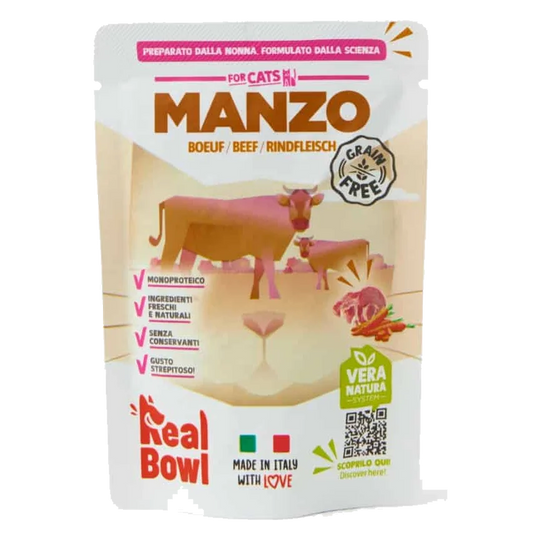 Real Bowl Nassfutter Katze Rind, 80 g