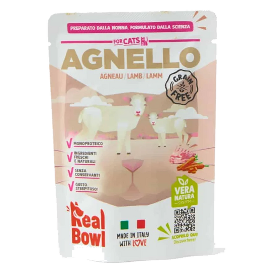 Real Bowl Nassfutter Katze Lamm, 80 g