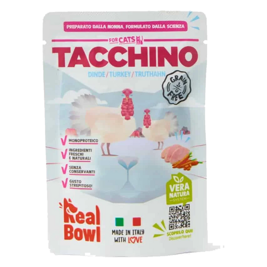 Real Bowl Nassfutter Katze Pute, 80 g
