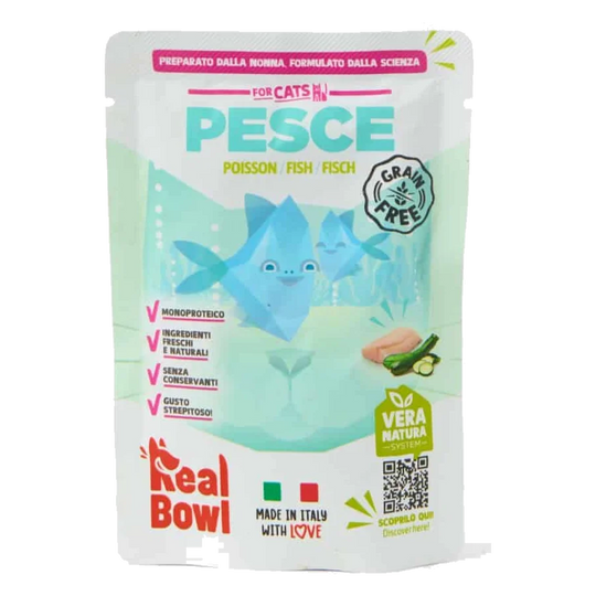 Real Bowl Nassfutter Katze Fisch, 80 g