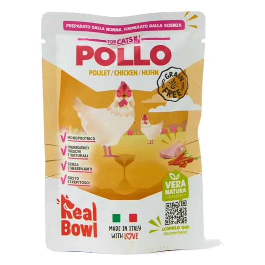 Real Bowl Nassfutter Katze Huhn, 80 g