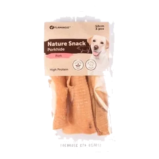 Flamingo Kaurollen aus Schweinehaut für Hunde 12 cm, 3 Stück