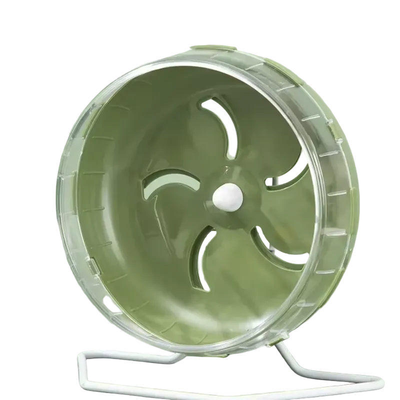 Rueda silenciosa de 17,5 cm con soporte metálico para hámster enano, verde
