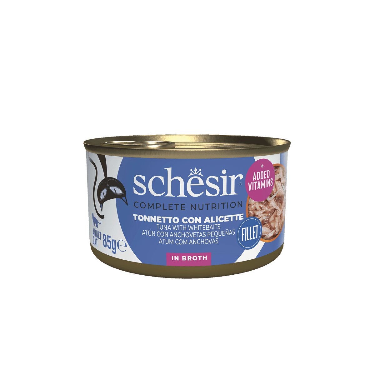 Schesir Nassfutter Katze Thunfisch und Sardellen mit Reis natur, Dose 85 g