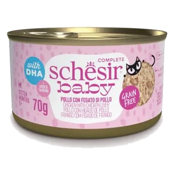 Schesir Baby Nassfutter Katze Huhn mit Hühnerleber, 70 g