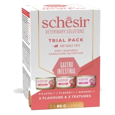 Schesir Gastrointestinal Probierpaket Diätfutter Katze, 3 × 80 g