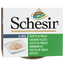 Detail des Etiketts Hühnerfilets in Gelee auf der Schesir-Packung für Hunde