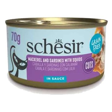 Schesir Grill Nassfutter Katze in Soße Makrele und Sardinen mit Tintenfisch, 70 g