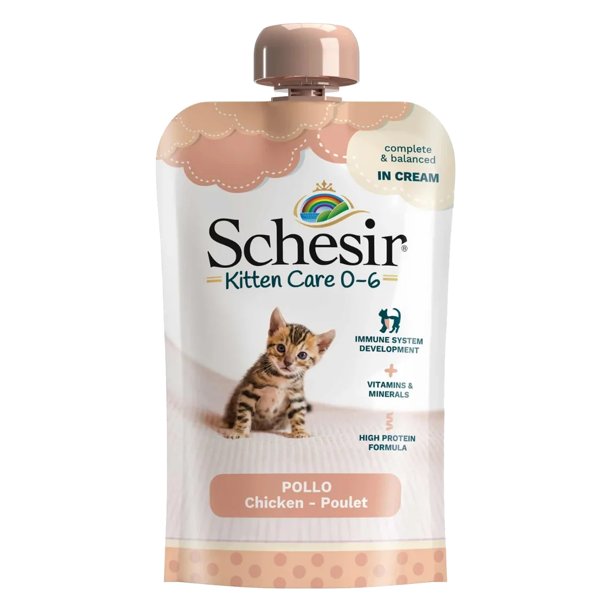 Schesir Kitten Creme Nassfutter Katze 0–6 Monate Huhn, 150 g