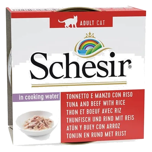 Schesir Nassfutter Katze Thunfisch und Rind mit Reis natur, Dose 85 g