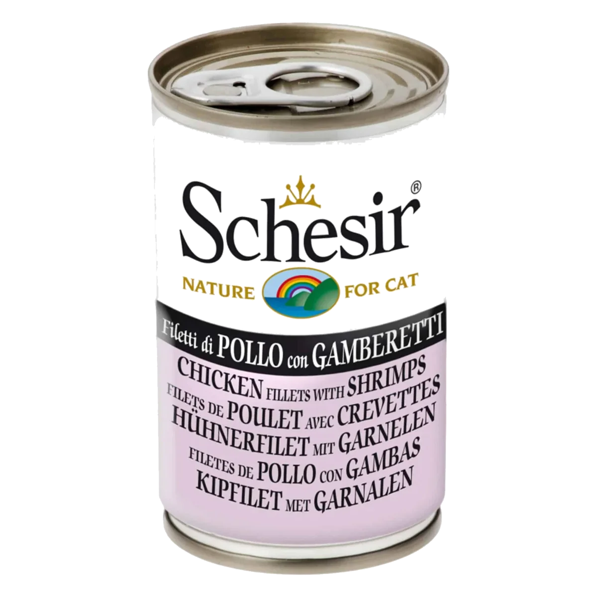 Schesir Nassfutter Katze Hühnerfilets mit Garnelen, Dose 140 g