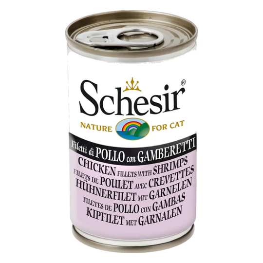 Schesir Nassfutter Katze Hühnerfilets mit Garnelen, Dose 140 g