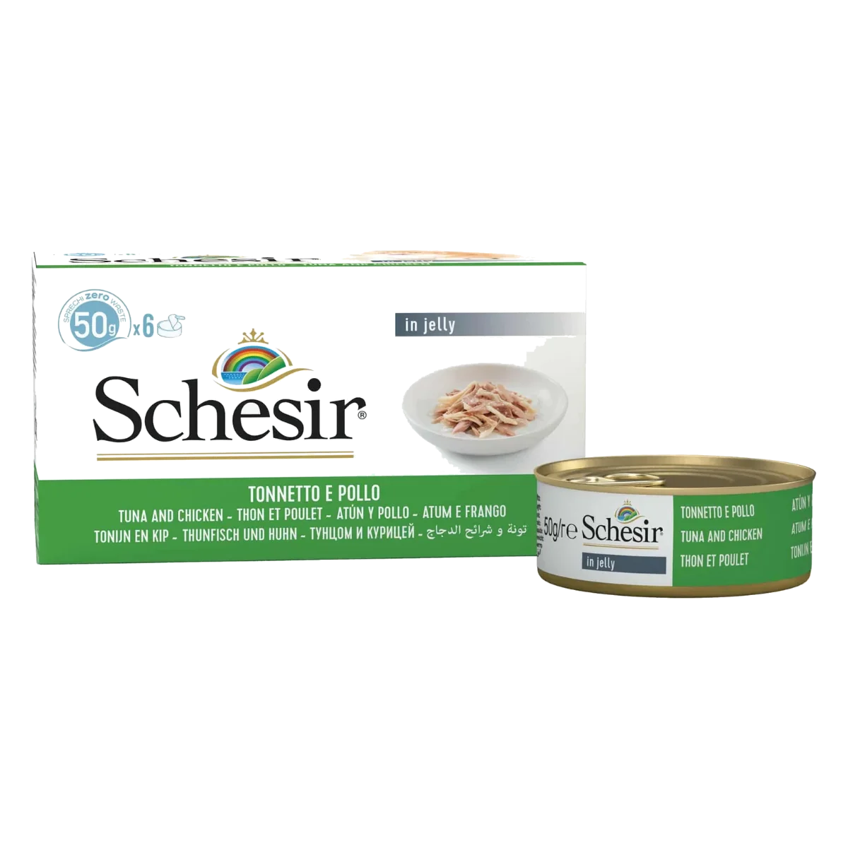 Schesir Nassfutter Katze Thunfisch und Hühnerfilets, 6 × 50 g, Multipack