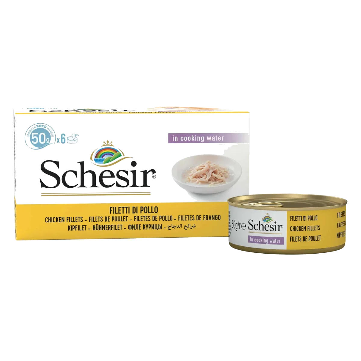 Schesir Nassfutter Katze Hühnerfilets natur, 6 × 50 g, Multipack