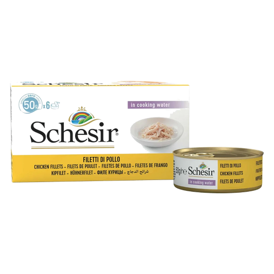 Schesir Nassfutter Katze Hühnerfilets natur, 6 × 50 g, Multipack