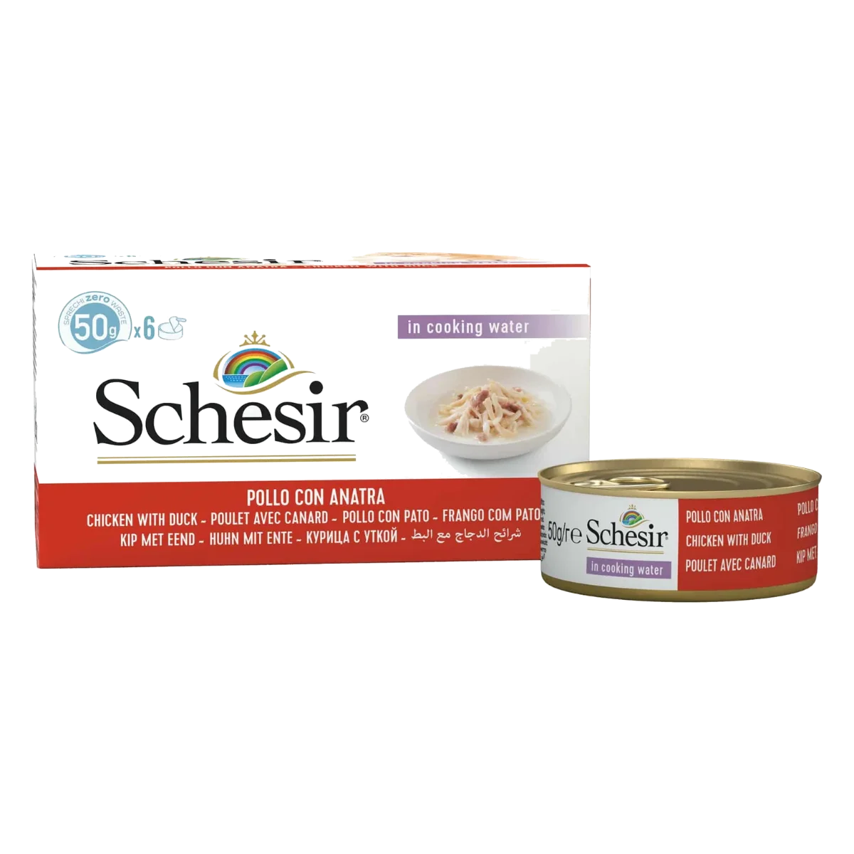 Schesir Nassfutter Katze Hühnerfilets mit Ente, 6 × 50 g, Multipack